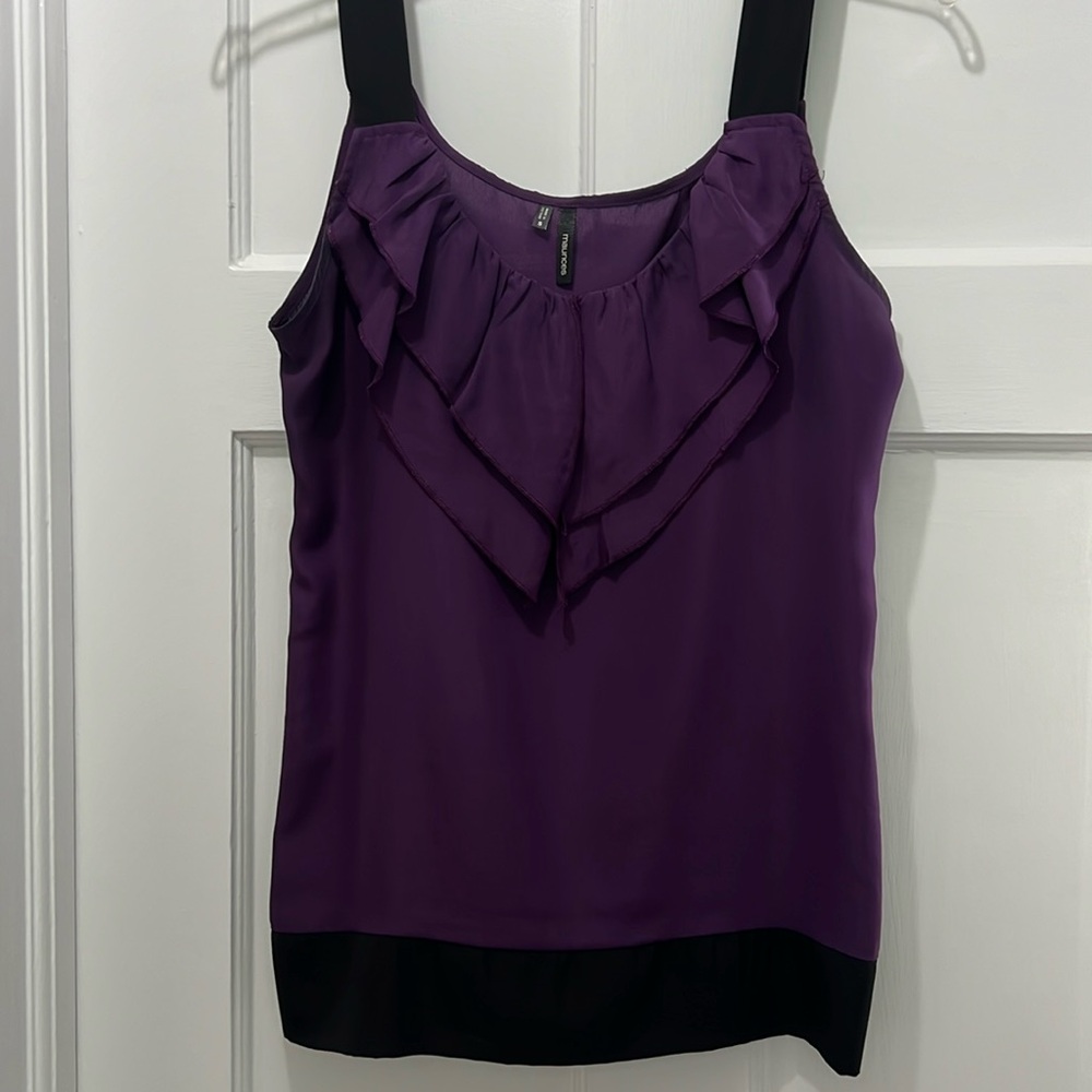 Maurices S Polyester Black and Purple Blouse